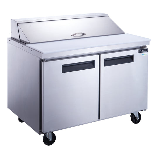 Dukers DSP48-12-S2 2-Door Commercial Food Prep Table Refrigerator in Stainless Steel