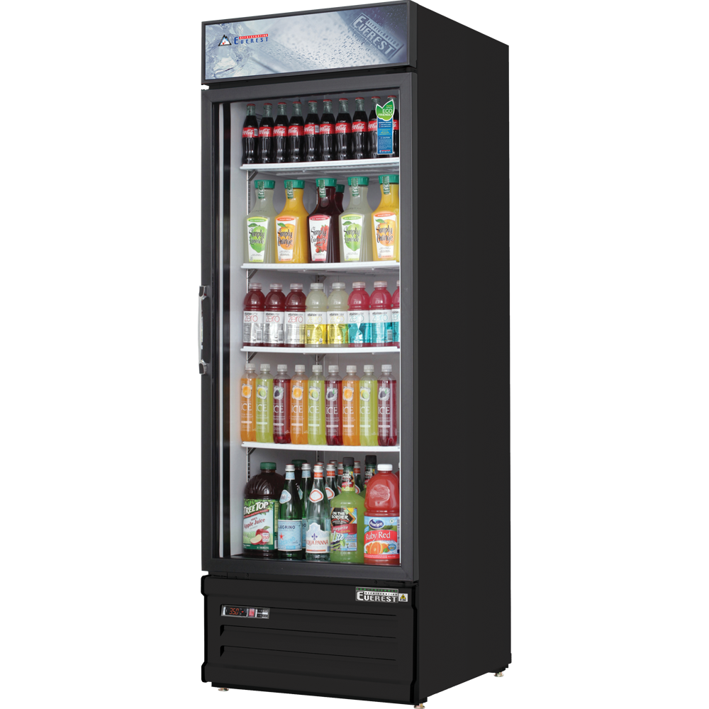 Everest Refrigeration EMGR20B 1 Door Refrigerator Merchandiser, 20 cu ft - Black Exterior