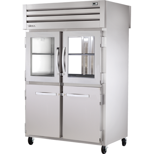 True STR2RPT-2HG/2HS-2G-HC Pass-Thru Combination Half Front/Glass Rear Swing Doors Refrigerator
