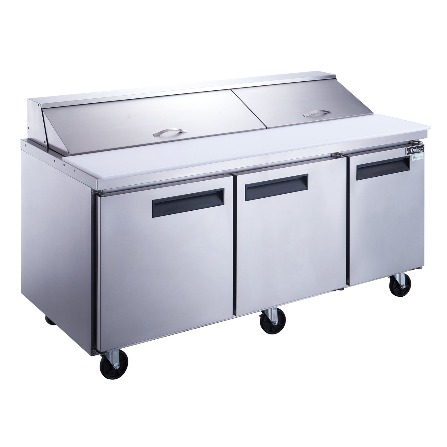Dukers DSP72-18-S3 3-Door Commercial Food Prep Table Refrigerator in Stainless Steel