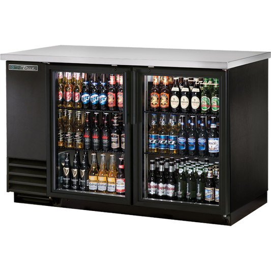 True TBB-2G-HC-LD Glass Swing Door Back Bar Cooler with LED Lighting