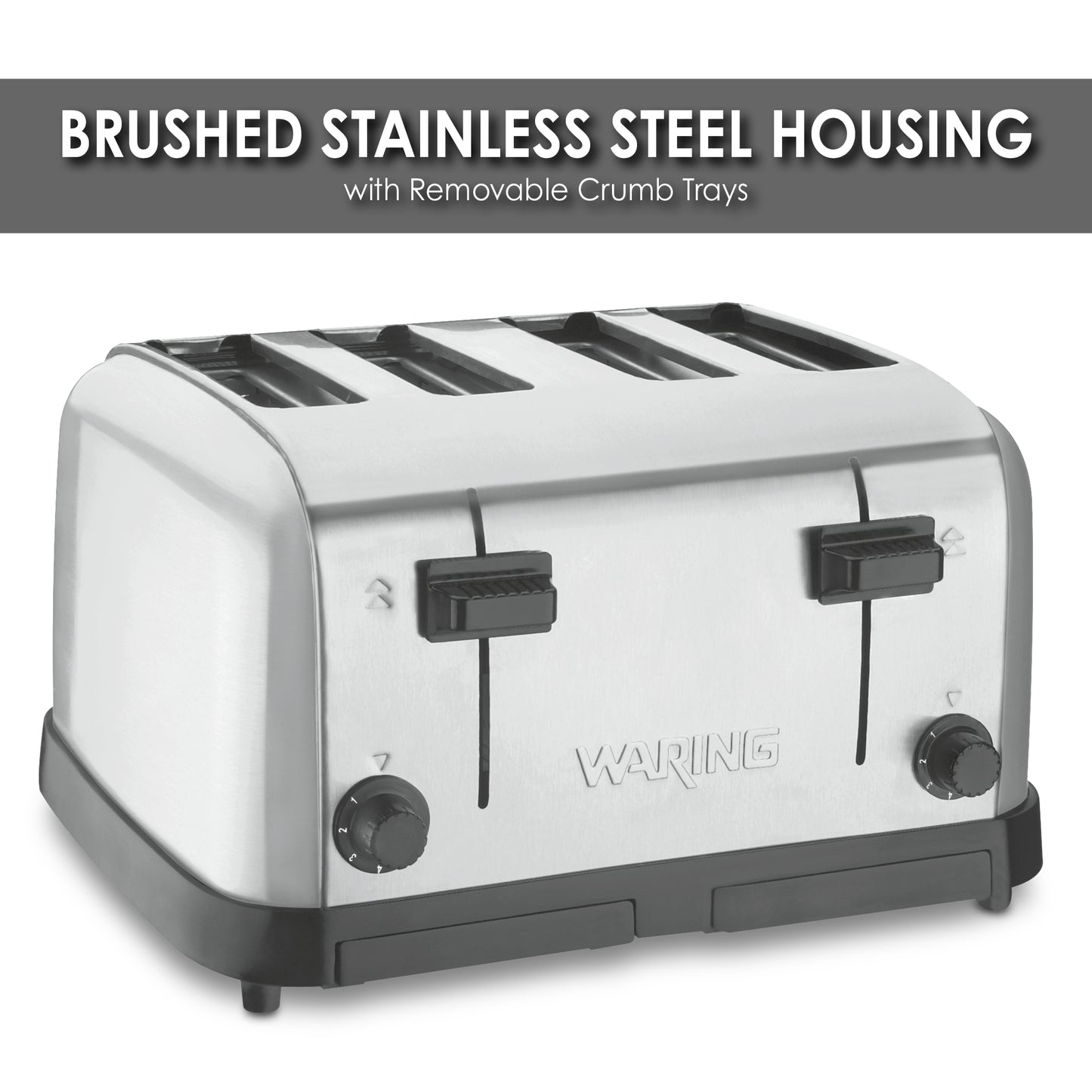 Waring WCT708 Brushed Chrome 4-Slice Commercial Medium-Duty Toaster