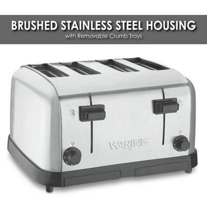 Waring WCT708 Brushed Chrome 4-Slice Commercial Medium-Duty Toaster