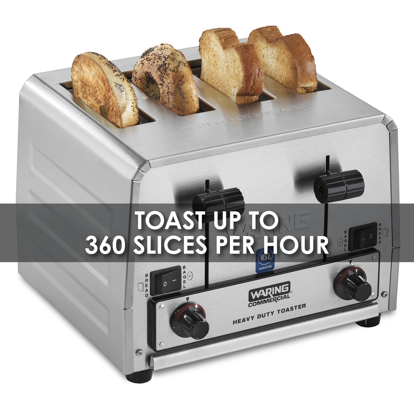 Waring WCT855 4-Slice Heavy-Duty Switchable Bagel/Toast Toaster, 240V