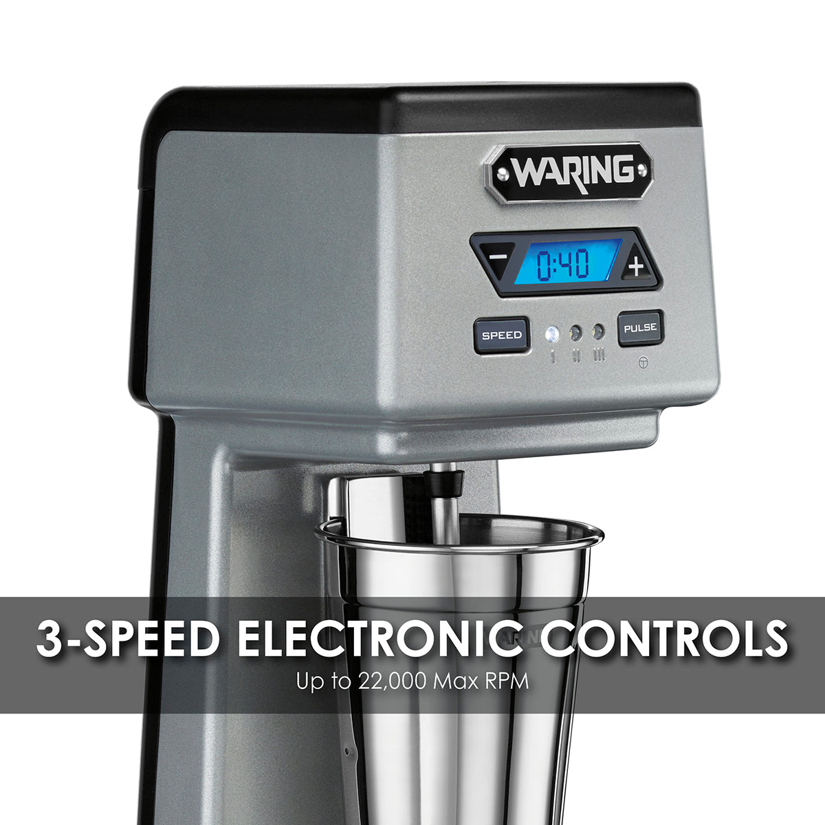 Waring WDM120TX Heavy-Duty Single-Spindle Drink Mixer with Timer, 1 Cup Included