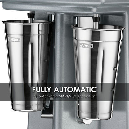 Waring WDM240TX Heavy-Duty Double-Spindle Drink Mixer with Timer, 2 Cups Included