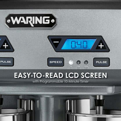 Waring WDM240TX Heavy-Duty Double-Spindle Drink Mixer with Timer, 2 Cups Included