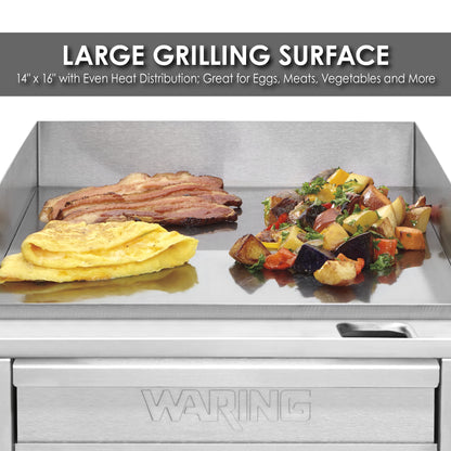 Waring WGR140X Countertop Electric Griddle — 120V, 1800W (14" x 16" cooking surface)