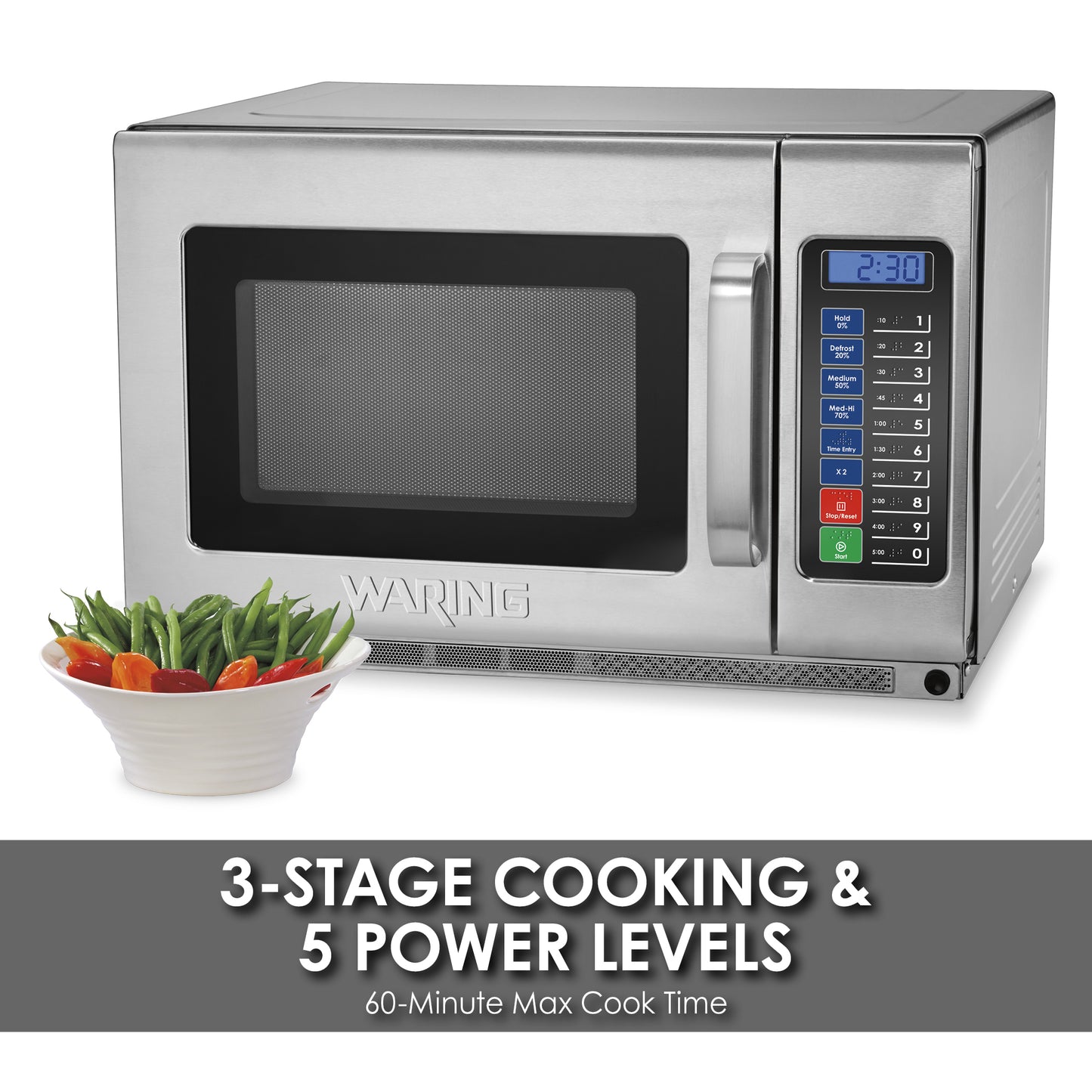Waring WMO120 Medium-Duty Microwave Oven, .9 Cubic Feet, 120V-1000W