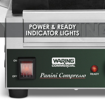 Waring WPG200 Panini Compresso™ - Slimline Panini Grill— 120V (14.5" x 7.75" cooking surface)