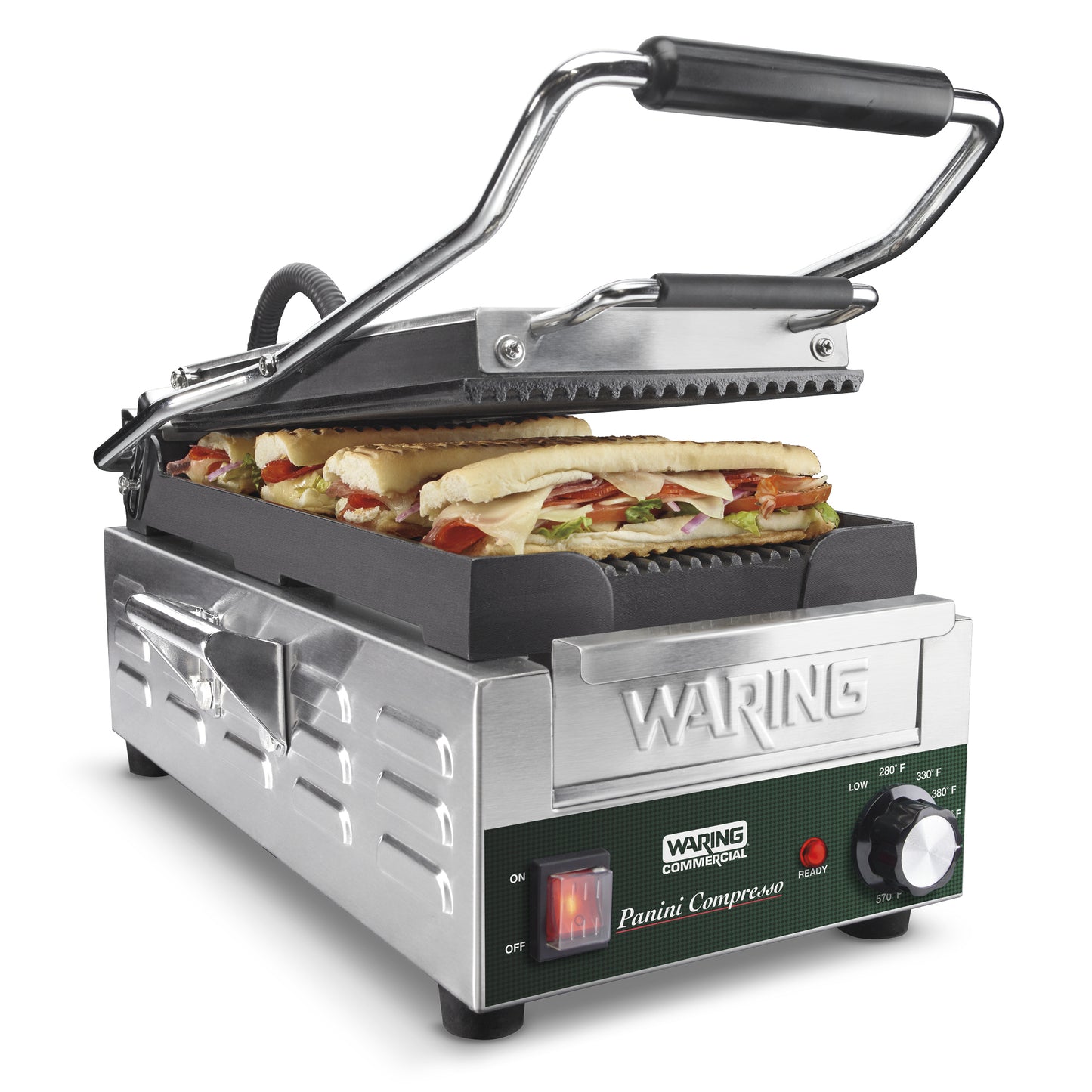 Waring WPG200 Panini Compresso™ - Slimline Panini Grill— 120V (14.5" x 7.75" cooking surface)