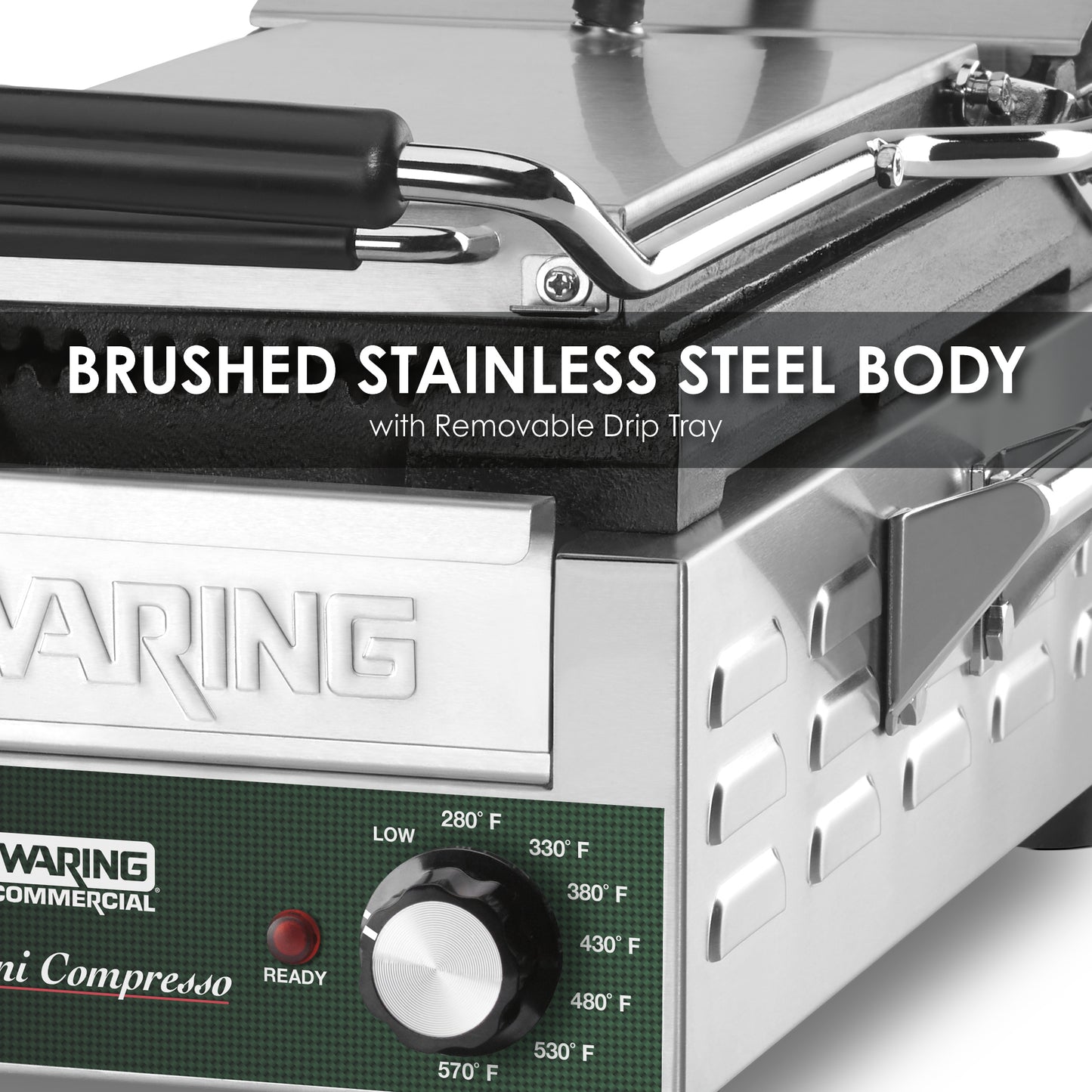 Waring WPG200 Panini Compresso™ - Slimline Panini Grill— 120V (14.5" x 7.75" cooking surface)