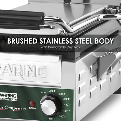 Waring WPG200 Panini Compresso™ - Slimline Panini Grill— 120V (14.5" x 7.75" cooking surface)