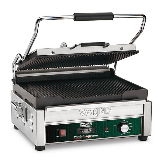 Waring WPG250TB Panini Supremo® Large Panini Grill with Timer — 208V (14.5" x 11" cooking surface)