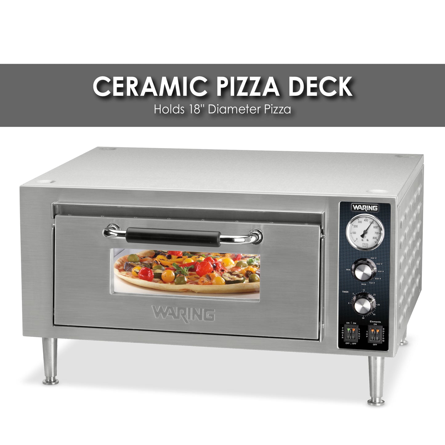 Waring WPO500 Commercial Single-Deck Pizza Oven, 120V-1800W
