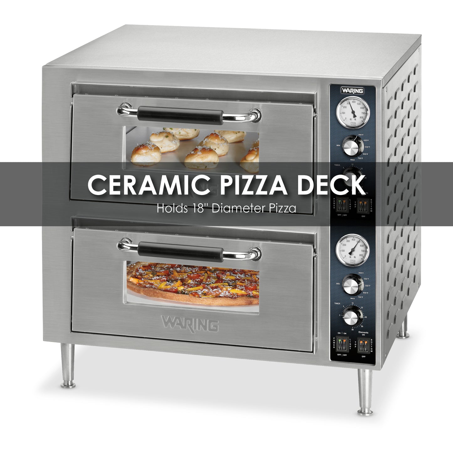 Waring WPO750 Commercial Double Compartment Pizza Oven, 240V-3200W