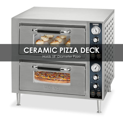 Waring WPO750 Commercial Double Compartment Pizza Oven, 240V-3200W