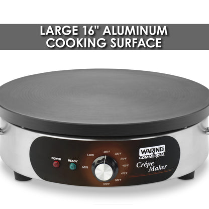 Waring WSC160X 16" Electric Crêpe Maker, 120V, 1800W, Spreader and Spatula included