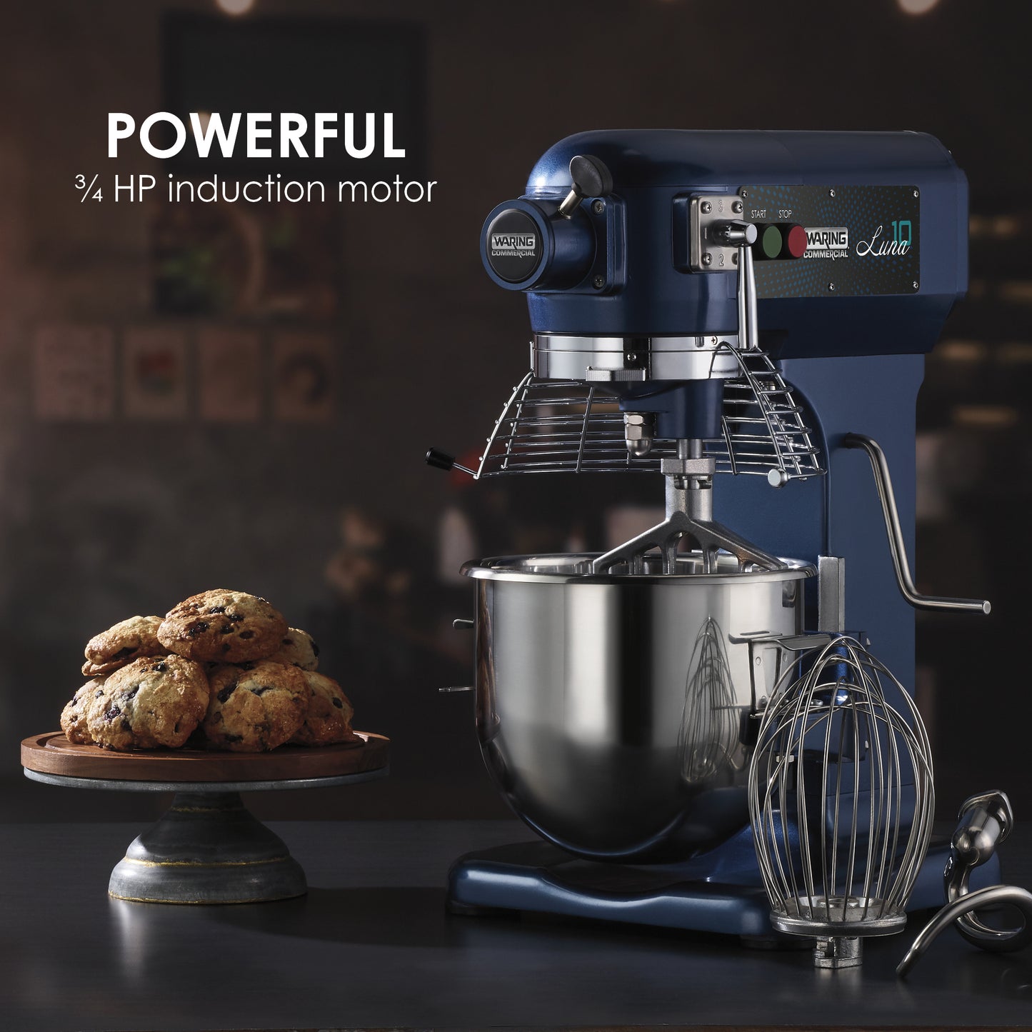 Waring WSM10L Luna 10 - 10- Quart Planetary Mixer, includes Dough Hook, Mixing Paddle & Whisk