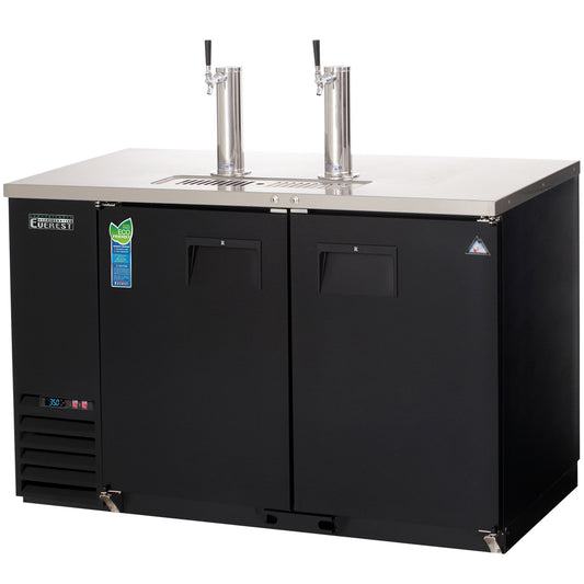 Everest Refrigeration EBD2 2 Keg Direct Draw Beer Dispenser, 59" (Two 1-Faucet Towers) - Black Exterior