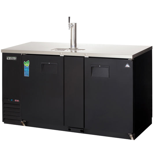 Everest Refrigeration EBD3-BB 2 Door Back Bar & Beer Dispenser, 68" (One 1-Faucet Tower) - Black Exterior