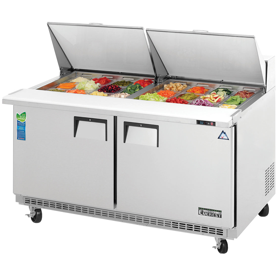 Everest Refrigeration EPBWR2 2 Door Sandwich Prep Table, 59 1/2" (Mega Top)