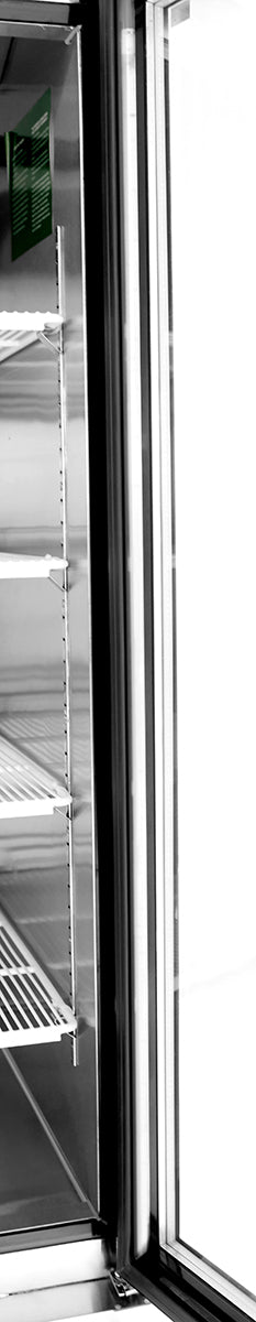 Atosa MCF8723GR Bottom Mount (2) Glass Door Refrigerator 43.95 cu ft - Black Cabinet Dimensions: 54-2/5 W * 31-1/2 D * 81-1/5 H