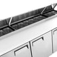 Atosa MPF8203GR 93'' Pizza Prep Table Dimensions: 93 W * 33-1/10 D * 44 H