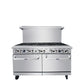 Atosa AGR-10B 60'' Gas Range. (10) 32,000 B.T.U. Open Burners with Two 26'' 1/2 Wide Ovens; 4 Oven Racks (Castors Included)