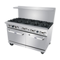 Atosa AGR-10B 60'' Gas Range. (10) 32,000 B.T.U. Open Burners with Two 26'' 1/2 Wide Ovens; 4 Oven Racks (Castors Included)