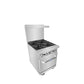 Atosa AGR-4B 24'' Gas Range. (4) 32,000 B.T.U. Open Burners with (1) 20'' Wide Oven, 2 Oven Racks (Castors Included)