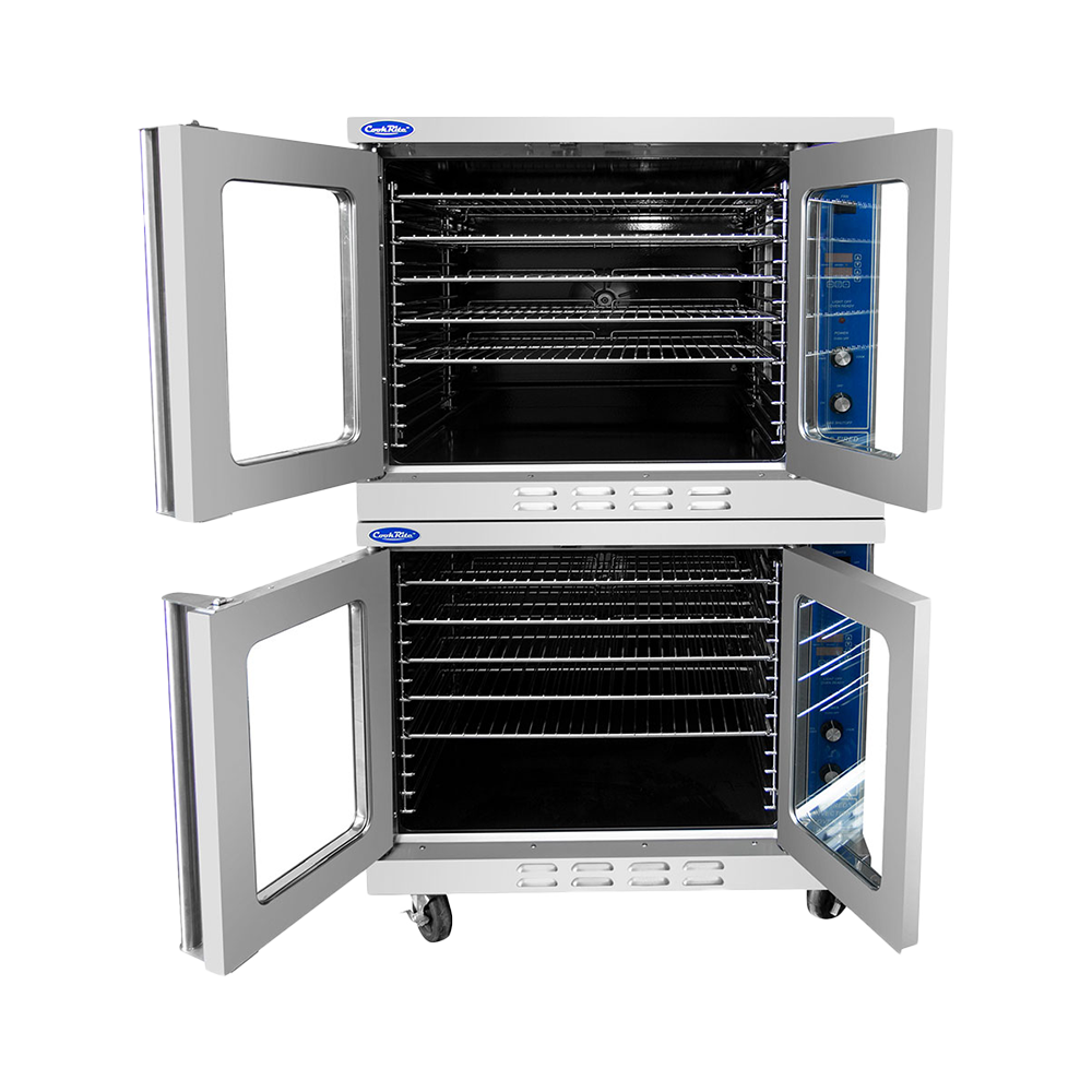 Atosa ATCO-513NB-2 Double Non-Bakery Depth Convection Oven with Total 92,000 B.T.U., Includes Connection Kit/Casters - Standard Depth