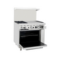 Atosa AGR-2B24GR 36'' Range. (2) 32,000 B.T.U. Burners and 24'' Griddle on the right with (1) 26'' 1/2 Wide Oven; 2 Oven Racks (Castors Included)