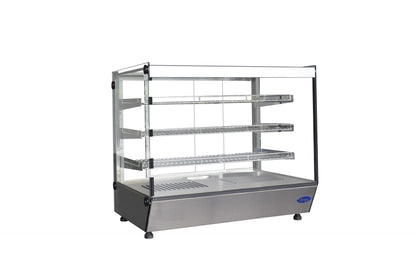 Atosa CHDS-53 Countertop Heated Display Case - Square, 5.3 Cu Ft w/ 3 SS Shelves w/ 2 Rear Sliding Glass Doors