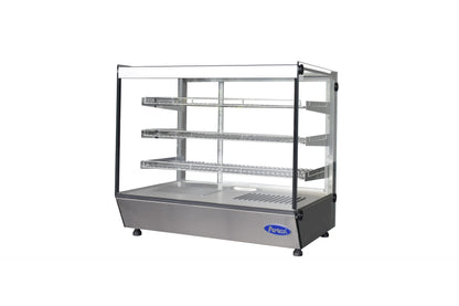 Atosa CHDS-53 Countertop Heated Display Case - Square, 5.3 Cu Ft w/ 3 SS Shelves w/ 2 Rear Sliding Glass Doors