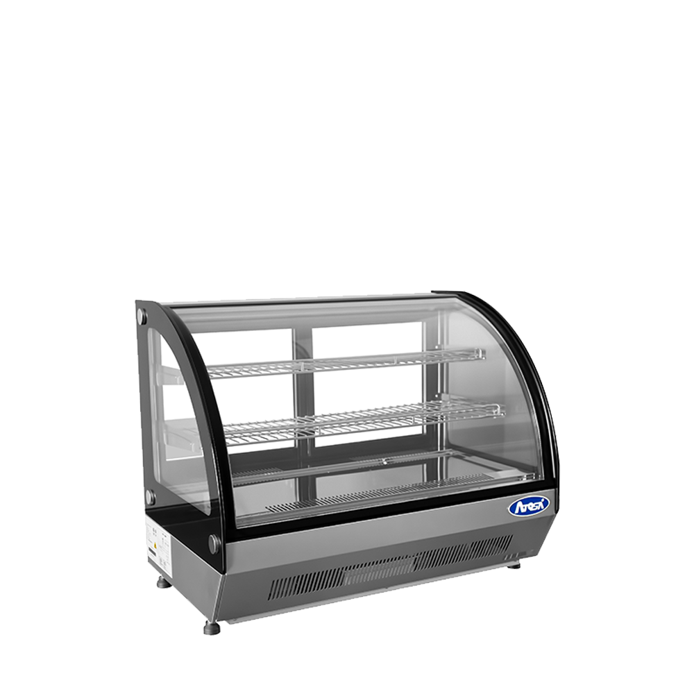 Atosa CRDC-35 Countertop Refrigerated Display Curved, 3.5 Cu Ft Dimension: 27-3/5 W * 22-1/10 D * 26-2/5 H