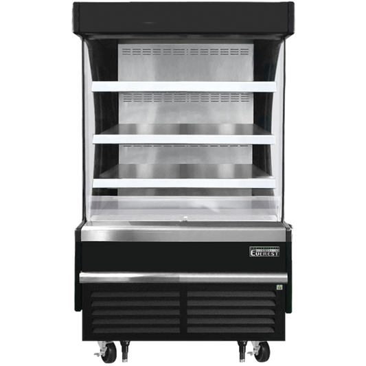 Everest Refrigeration EOMV-48-B-28-S Vertical Open Air Merchandiser - Black Exterior
