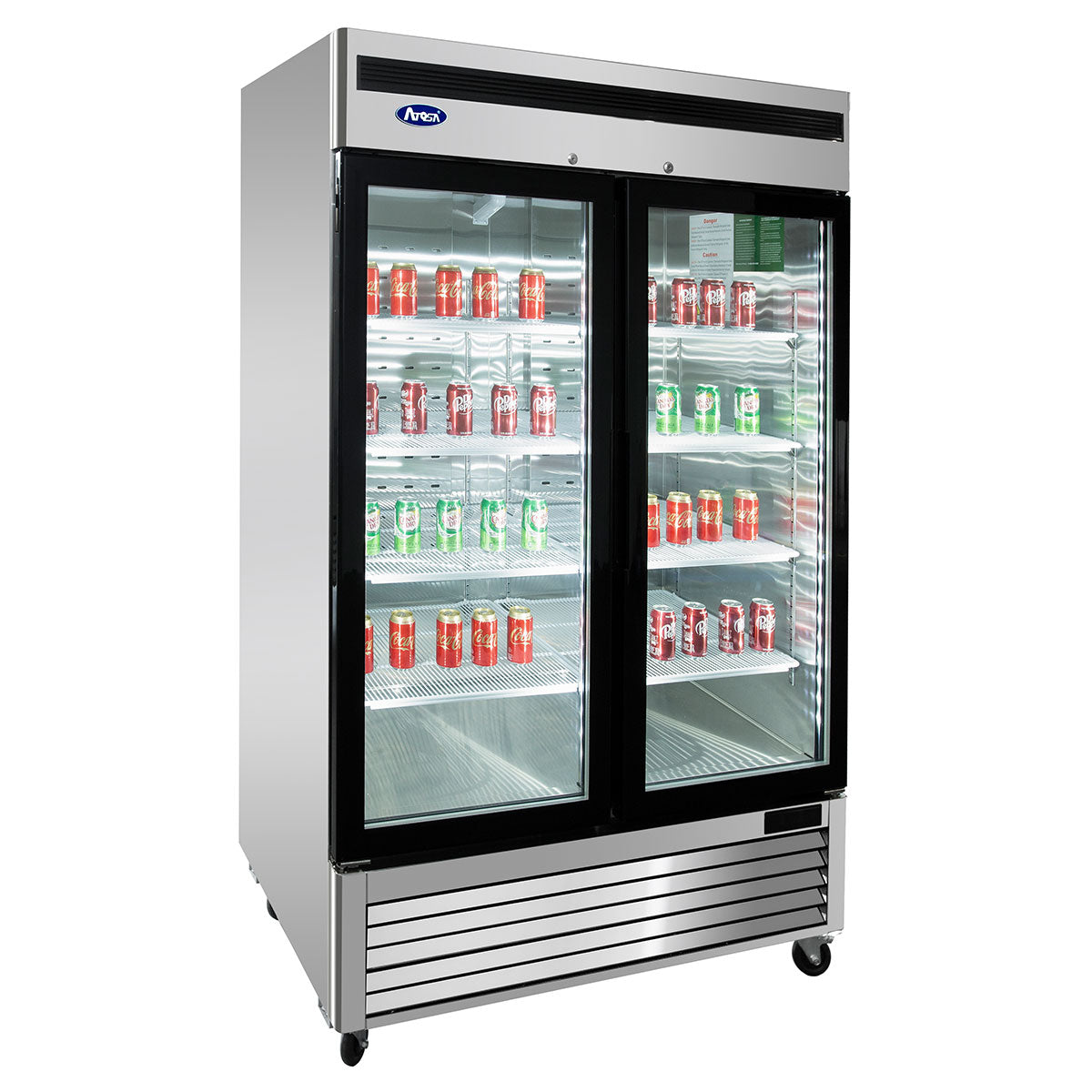 Atosa MCF8707GR Bottom Mount (2) Glass Door Refrigerator S/S In/Out Dimensions: 54-2/5 W * 31-7/10 D * 83-1/10 H