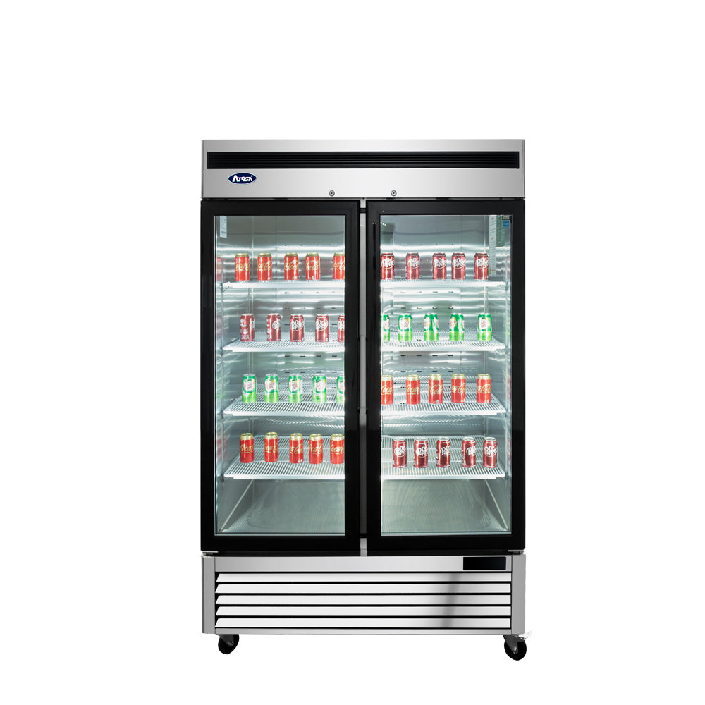 Atosa MCF8707GR Bottom Mount (2) Glass Door Refrigerator S/S In/Out Dimensions: 54-2/5 W * 31-7/10 D * 83-1/10 H