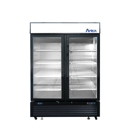 Atosa MCF8723GR Bottom Mount (2) Glass Door Refrigerator 43.95 cu ft - Black Cabinet