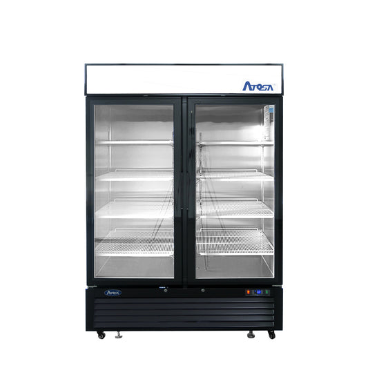 Atosa MCF8723GR Bottom Mount (2) Glass Door Refrigerator 43.95 cu ft - Black Cabinet