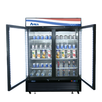Atosa MCF8723GR Bottom Mount (2) Glass Door Refrigerator 43.95 cu ft - Black Cabinet