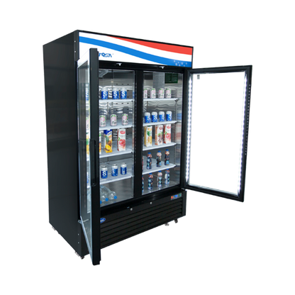 Atosa MCF8723GR Bottom Mount (2) Glass Door Refrigerator 43.95 cu ft - Black Cabinet