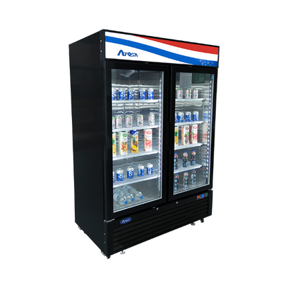 Atosa MCF8723GR Bottom Mount (2) Glass Door Refrigerator 43.95 cu ft - Black Cabinet