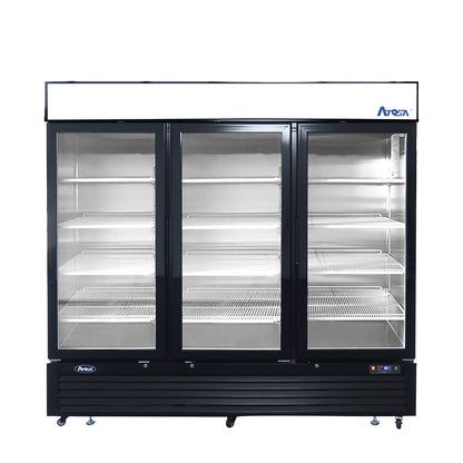 Atosa MCF8724GR Bottom Mount (3) Glass Door Refrigerator 69.54 cu ft - Black Cabinet
