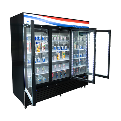 Atosa MCF8724GR Bottom Mount (3) Glass Door Refrigerator 69.54 cu ft - Black Cabinet