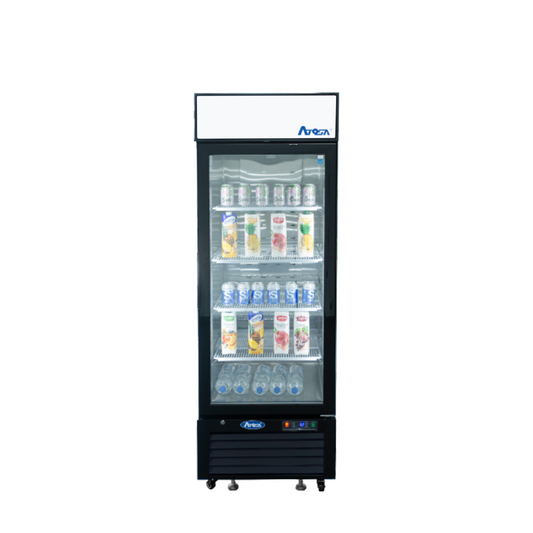 Atosa MCF8725GR Bottom Mount (1) Glass Door Refrigerator 11.1 cu ft - Black Cabinet Dimensions: 24-1/5 W * 24 D * 76-1/5 H