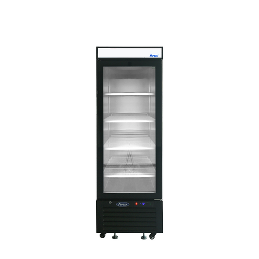 Atosa MCF8726GR Bottom Mount (1) Glass Door Refrigerator 8.3 cu ft - Black Cabinet Dimensions: 24-1/5 W * 24 D * 63-1/5 H