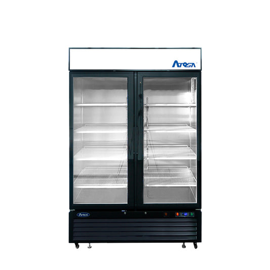 Atosa MCF8732GR Bottom Mount (2) Glass Door Freezer - 28.5 cu ft- Black Cabinet Dimensions: 39-1/2 W * 31-1/2 D * 83 H