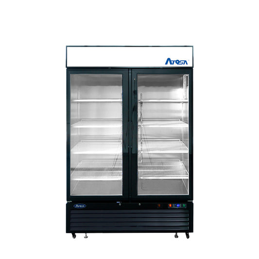 Atosa MCF8733GR Bottom Mount (2) Glass Door Refrigerator - 28.5 cu ft Black Cabinet